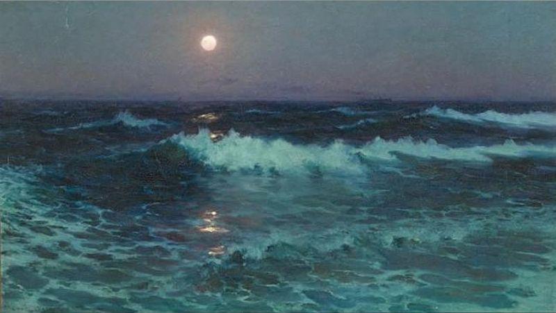 Lionel Walden Moonlight, oil painting by Lionel Walden, oil painting image